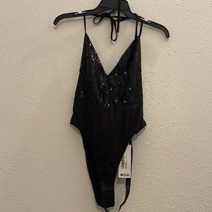 Boohoo Halter Sequin Bodysuit